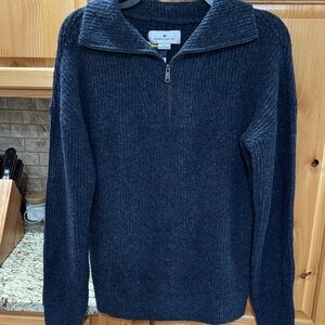 Modern Ambition Women’s Navy Ribbed Quarter Zip Sweater Marino Wool